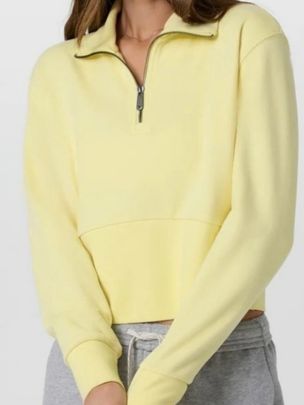 Vuori Sedona Sport Cropped Half-Zip Sweatshirt - Pale Yellow